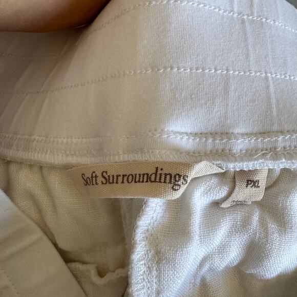 Soft Surroundings White Linen Wide Leg Pull On Pants Beachy Coastal Stretch - Picture 4 of 16